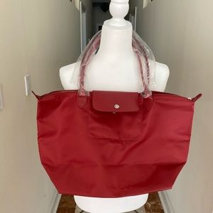 Longchamp large red tote bag ‘le pliage’